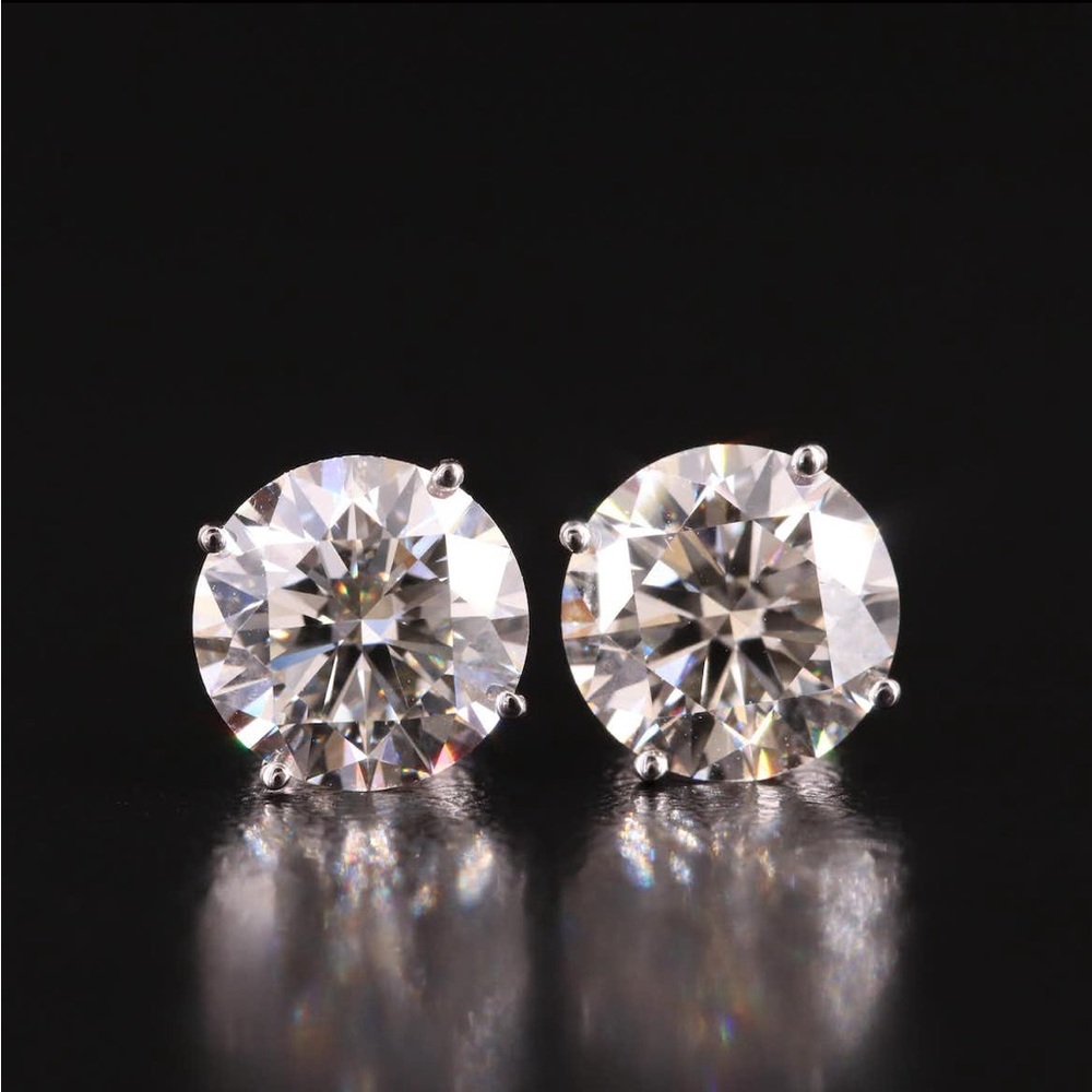 14.0 KT WHITE GOLD 3.48 CTW LAB GROWN DIAMOND EARRINGS